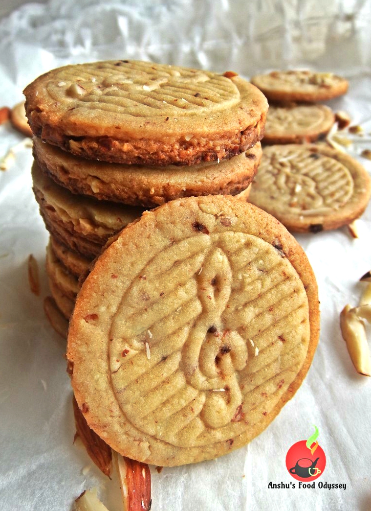 Eggless Coffee Almond Biscuits