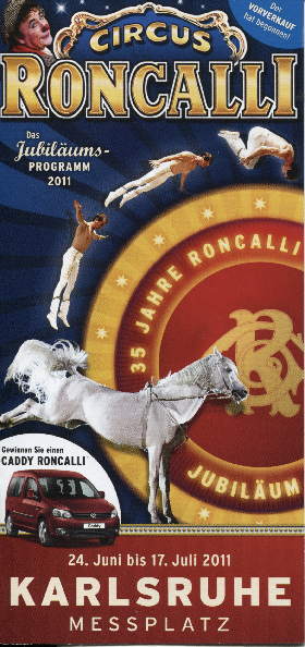Flyer du cirque Allemand Roncalli de Bernard Paul