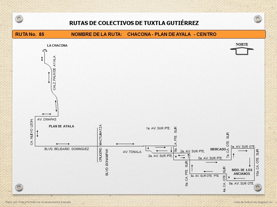 RUTAS DE COLECTIVOS DE TUXTLA GUTIERREZ RUTA 85