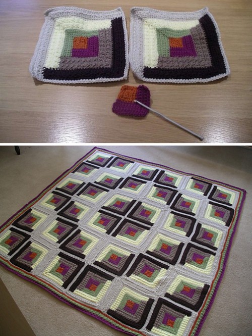 Beautiful Skills Crochet Knitting Quilting Log Cabin Blanket