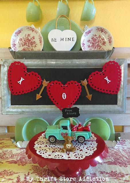 whimsical vintage kitchen valentine vignette