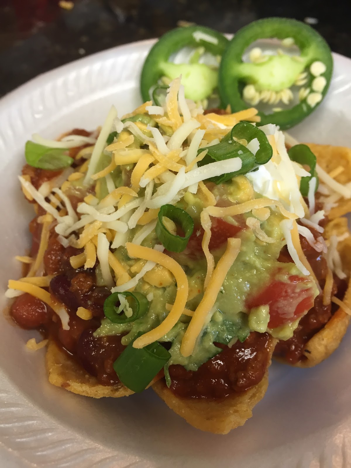Cooking through Cravings Frito Pie Bar with John's Chili and Cheesy