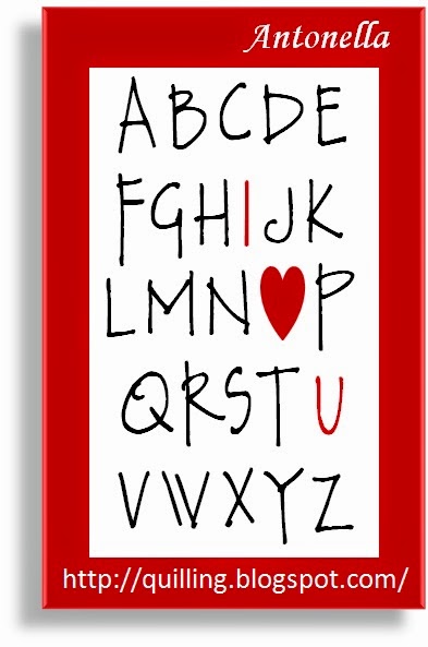 Free I Love You Eye Chart for Valentine's Day from Antonella at www.quilling.blogspot.com