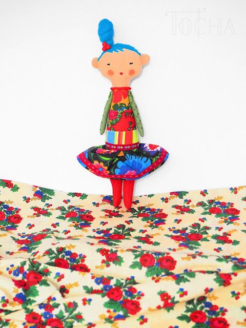 wycinanki. Slavic, folk, craft, doll, rag-doll, contemporary doll-making, cotton, eco felt, blue hair, folk fashion, 