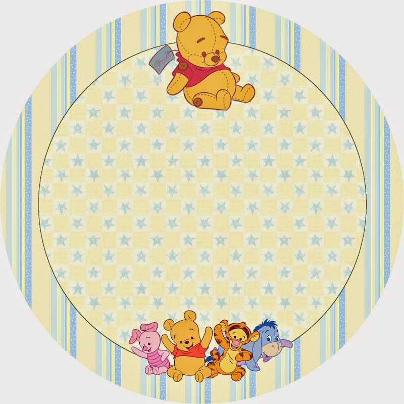 Winnie the Pooh Baby: Free Printable Cupcake Toppers and Wrappers.
