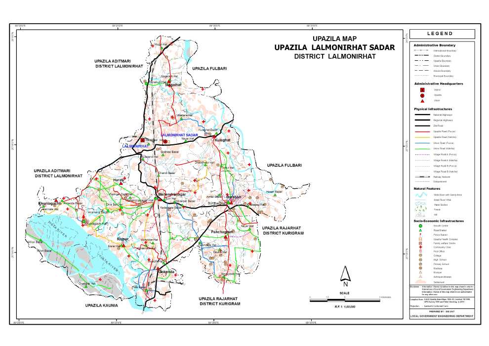 Lalmonirhat Sadar Upazila Map Lalmonirhat District Bangladesh