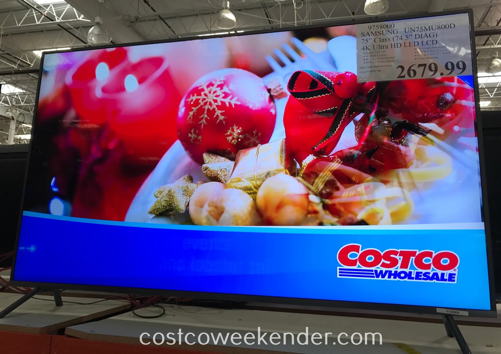Samsung UN75MU800D 75" 4K Ultra HD LED LCD TV Costco Weekender