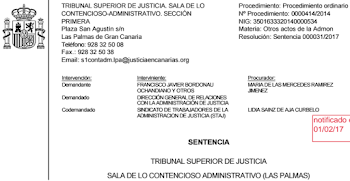 SENTENCIA GANADA POR STAJ AL SERVICIO JURÍDICO DEL GOBIERNO CANARIAS-PARKING CIUDAD DE LA JUSTICIA