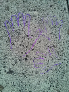 outline chalk hands