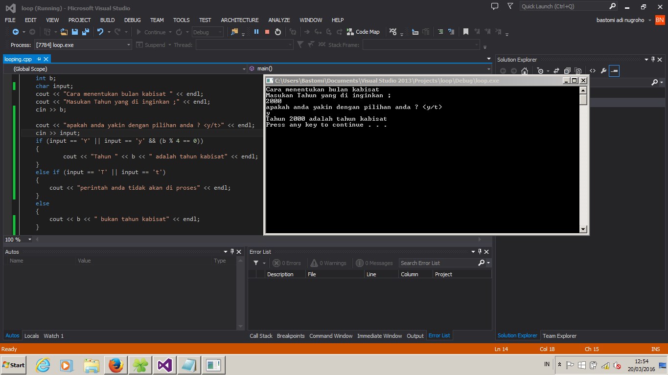 Aplikasi Program c++ untuk menghitung tahun kabisat dengan operator