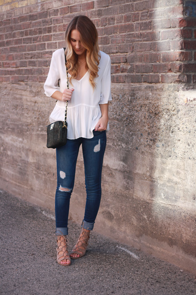 Dressed Up White Tee and Jeans - Twenties Girl Style