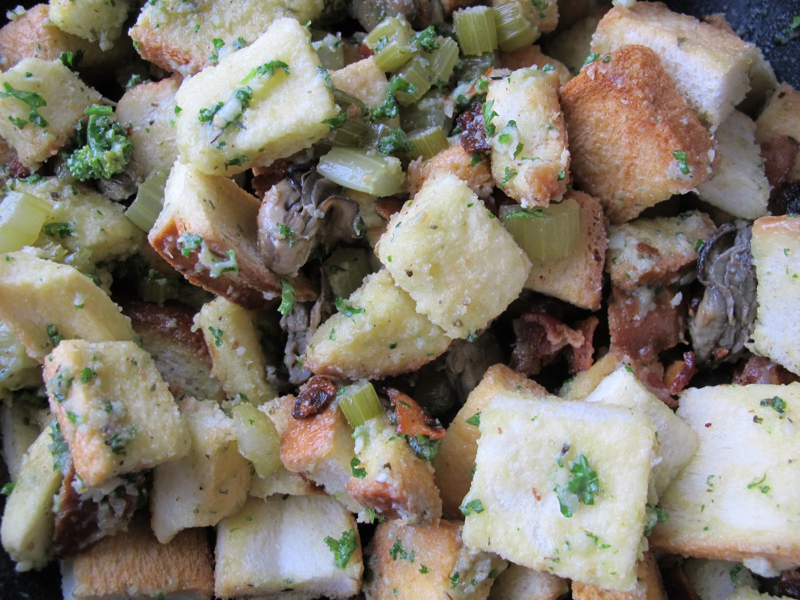 Knifing Forking Spooning Thanksgiving Dinner Smoked Oyster and Bacon