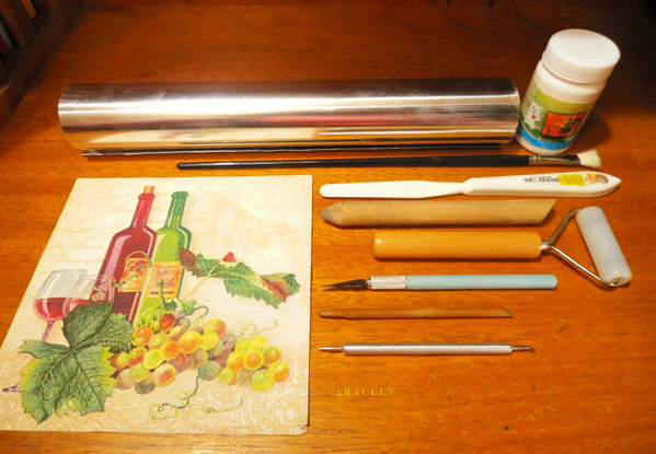 repujado aluminio decoupage servilleta volumen