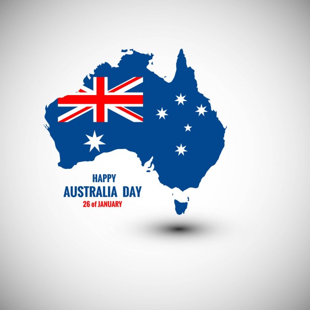 Happy Australia Day card with map Free Vector