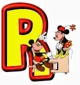 Lindo alfabeto de Mickey y Minnie tocando el piano R.