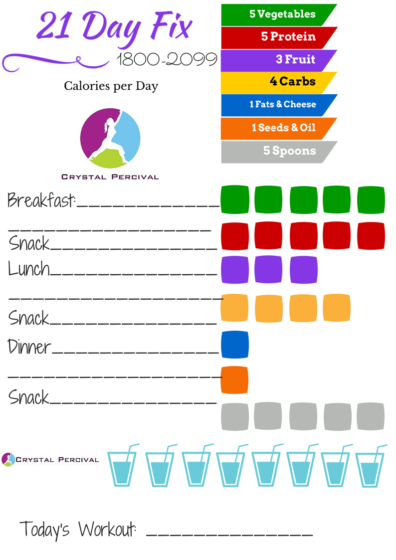 Free Printable 21 Day Fix Meal Tracker