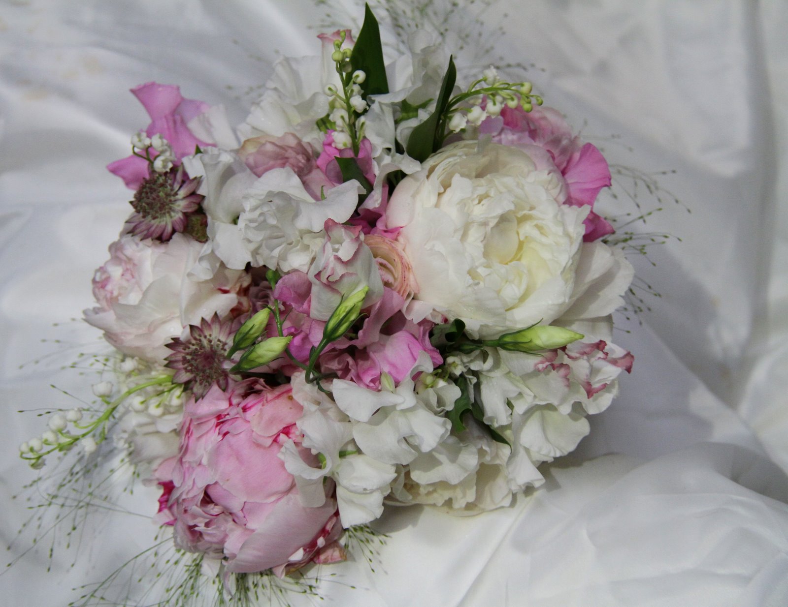 Beautiful Bridal Bouquet in Soft Pinks & Ivory Peonies, Lily of the