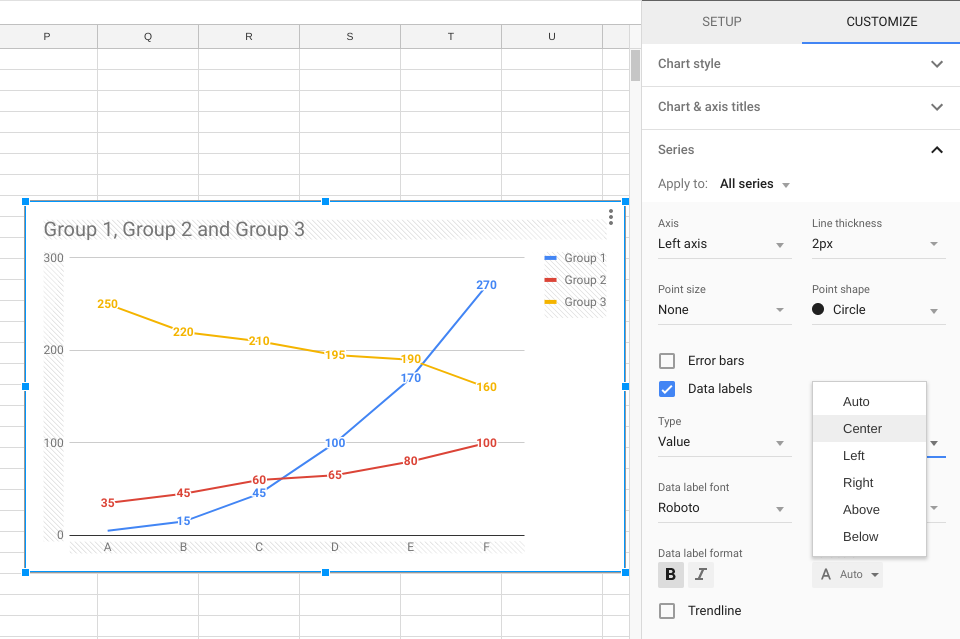 Google Sheets Pie Chart Data Range