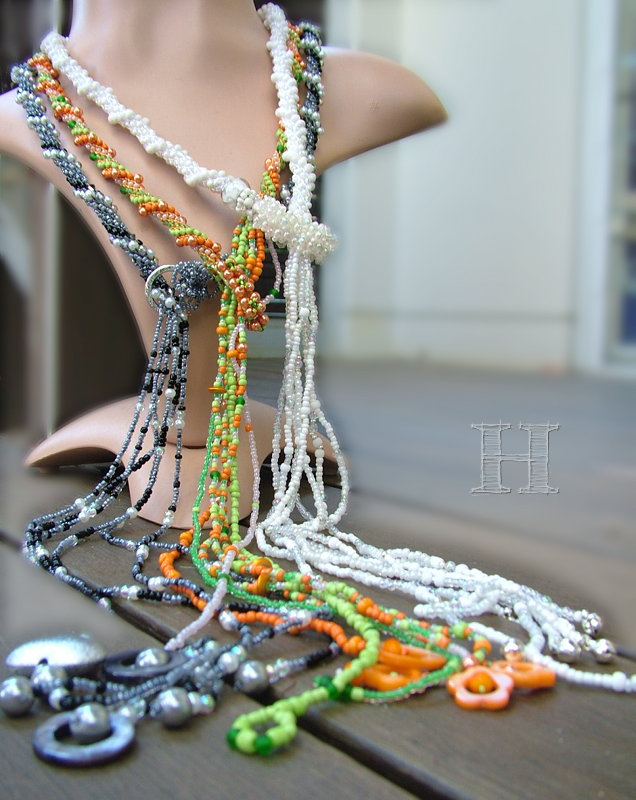 Clearly Helena Bead Crochet Rope Lariat Necklaces