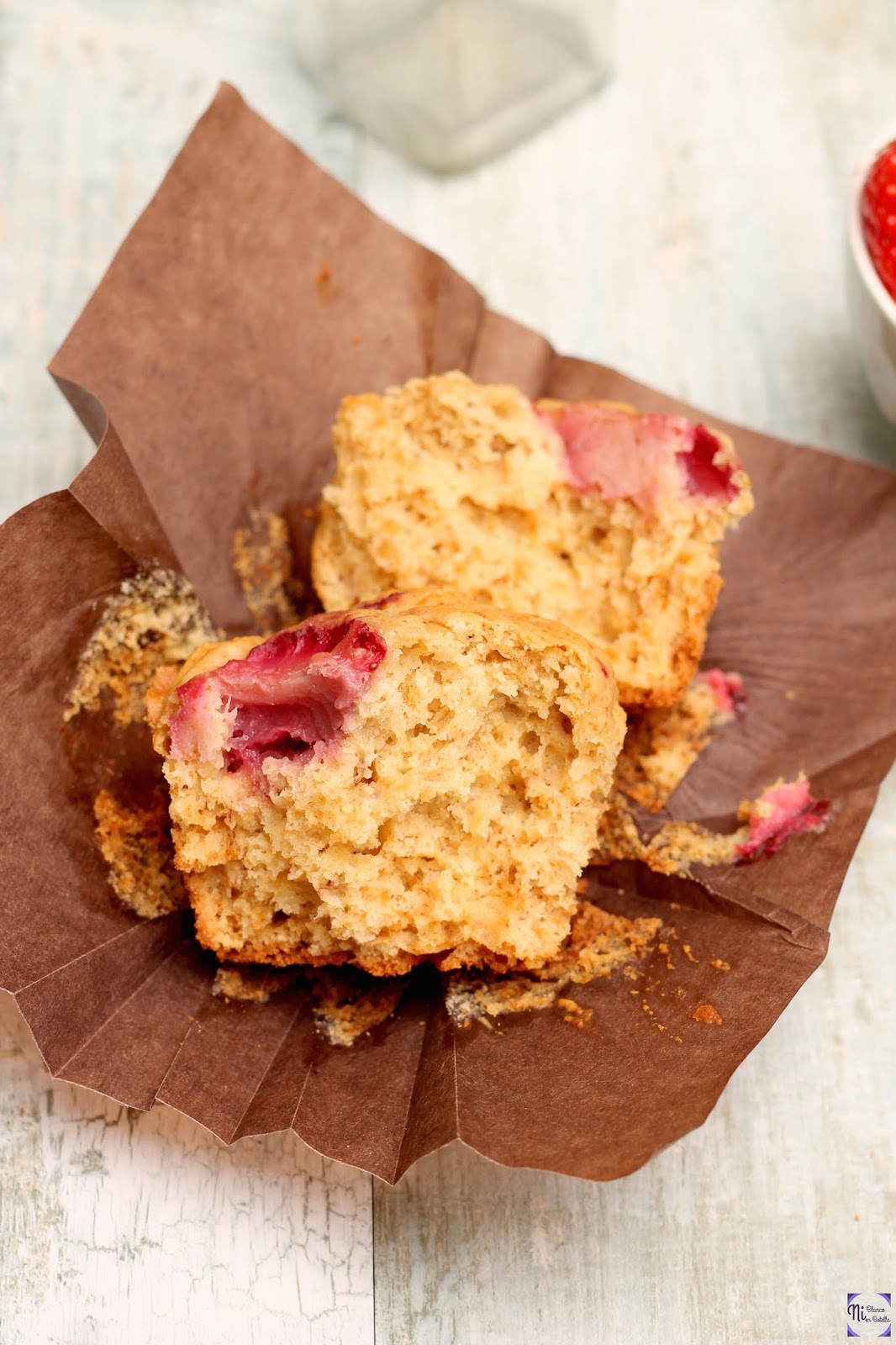 Muffins de fresa y plátano Ni Blanco Ni en Botella