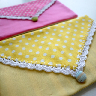 Handmade Running Stitch Cotton Fabric Envelope (Assorted - Set of 5)