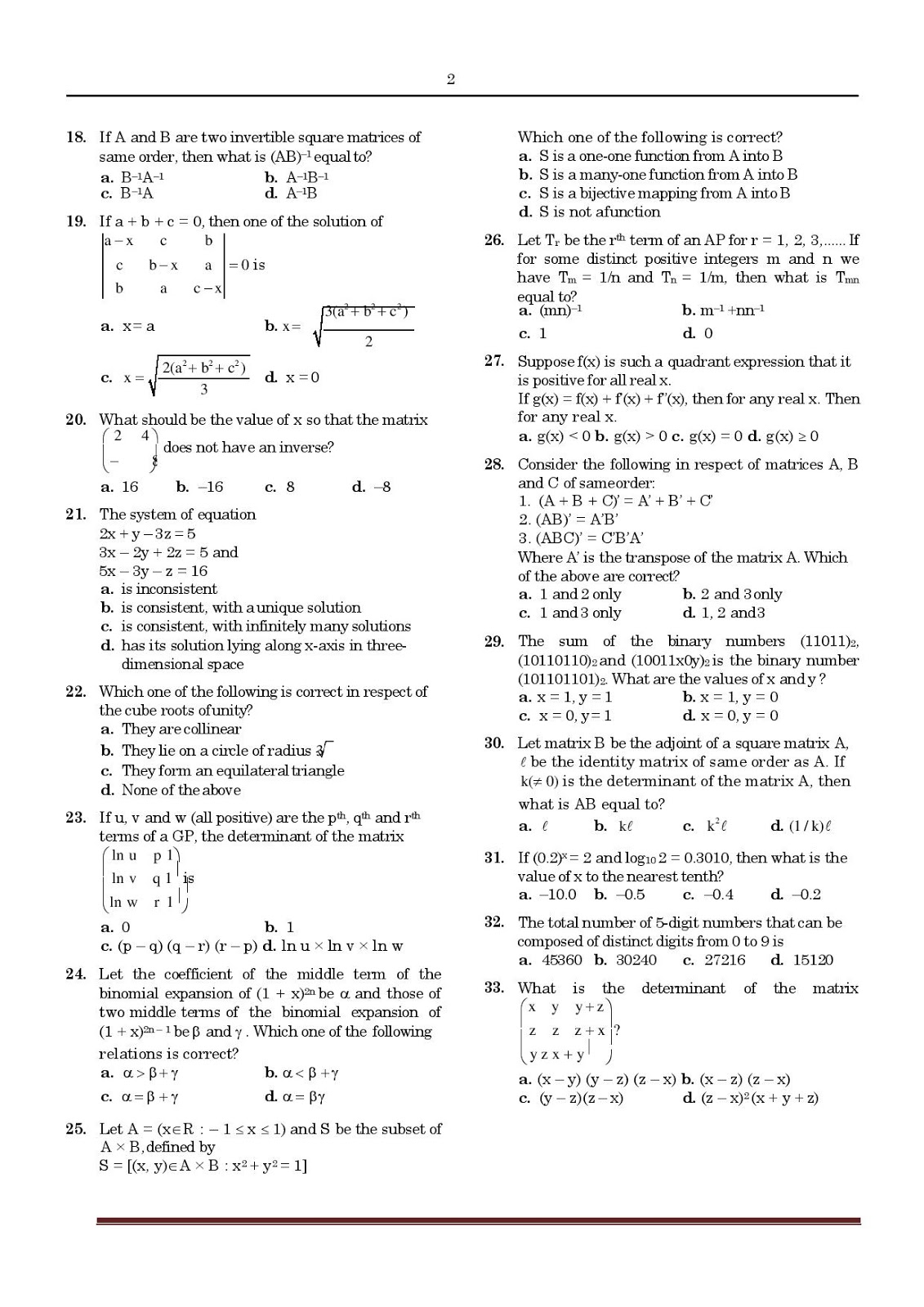 NDA & NA 2 Mathematics Question Paper 2018 Download PDF Maths Question Paper of NDA & NA II 2018 Download PDF