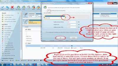 Use unallocated space you get after deleting the ext3/4 partition and resize your SD Card Partition