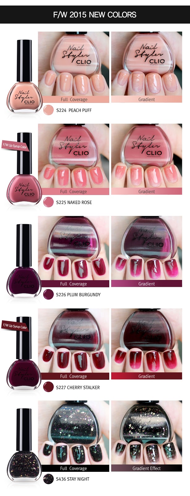[Clio] Nail Styler S440 Glow Wave - S227 Cherry Stalker - S436 Stay ...