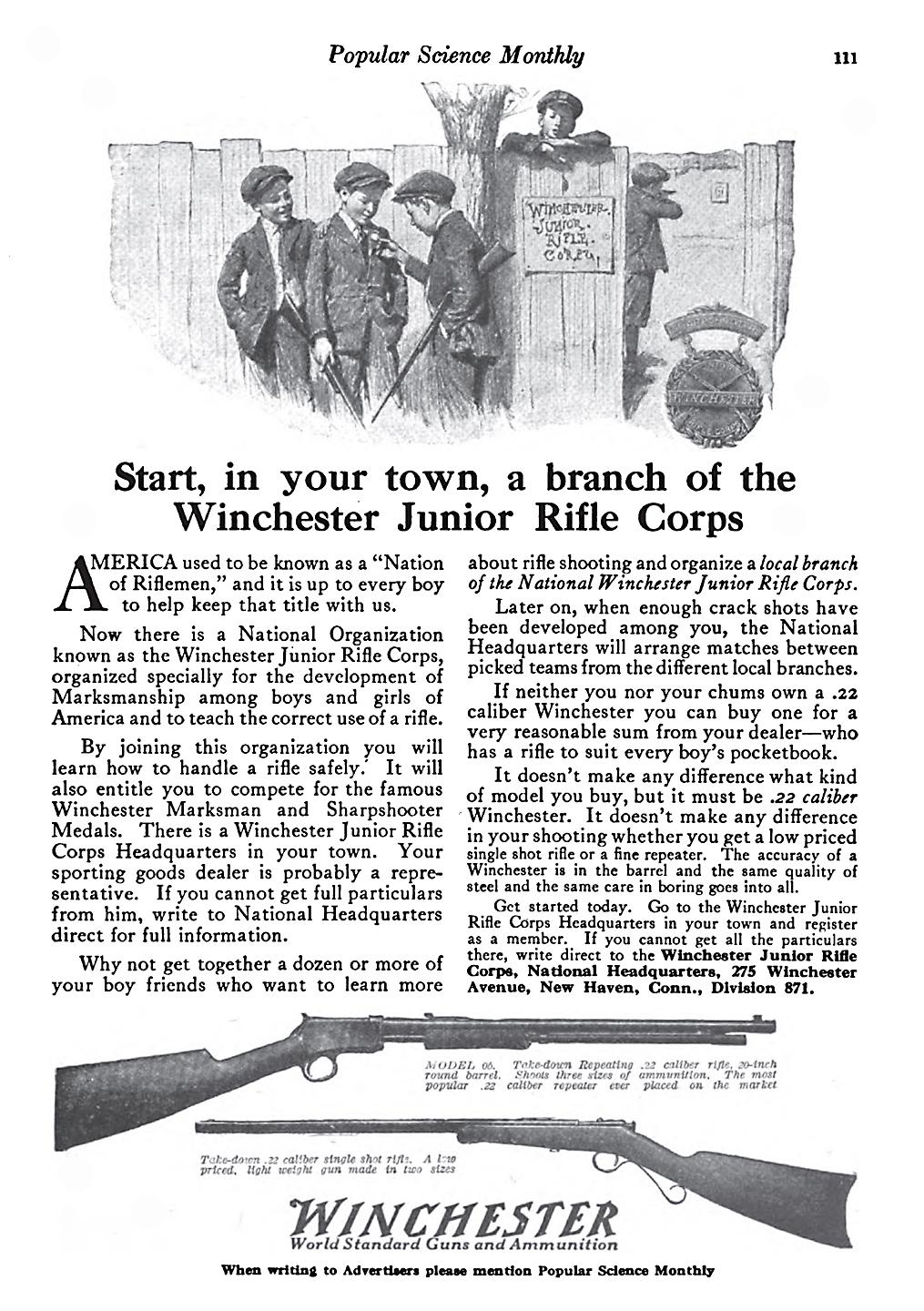 KintlaLake A Nation of Riflemen Winchester Junior Rifle Corps