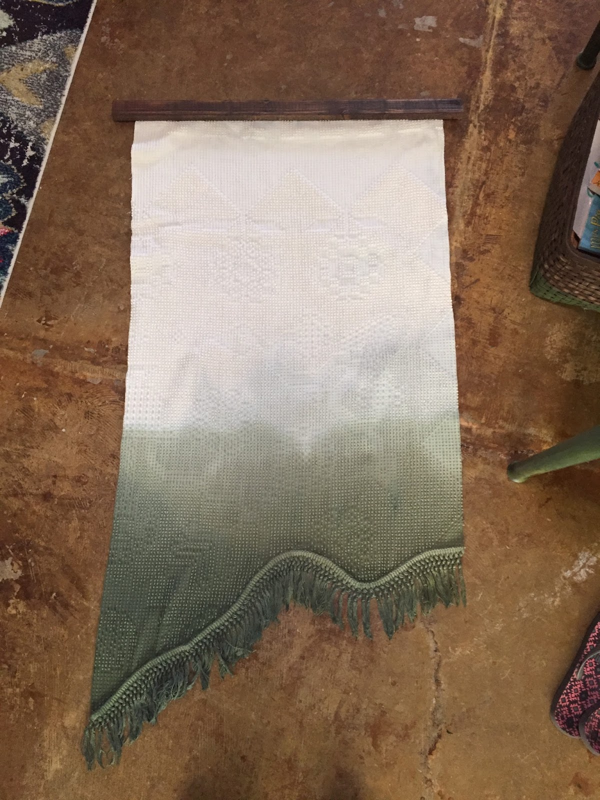 House Homemade DIY Thrifted Blanket Wall Hanging