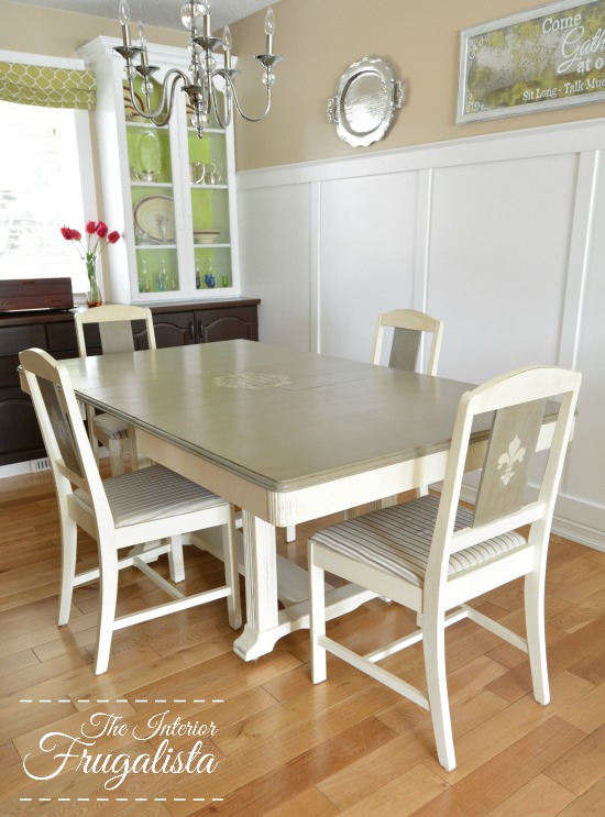 Vintage Dining Table Makeover with flip top extension leaf to seat 8
