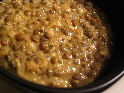 Brown Lentils and Moong Dal in a Cashew-Almond Sauce