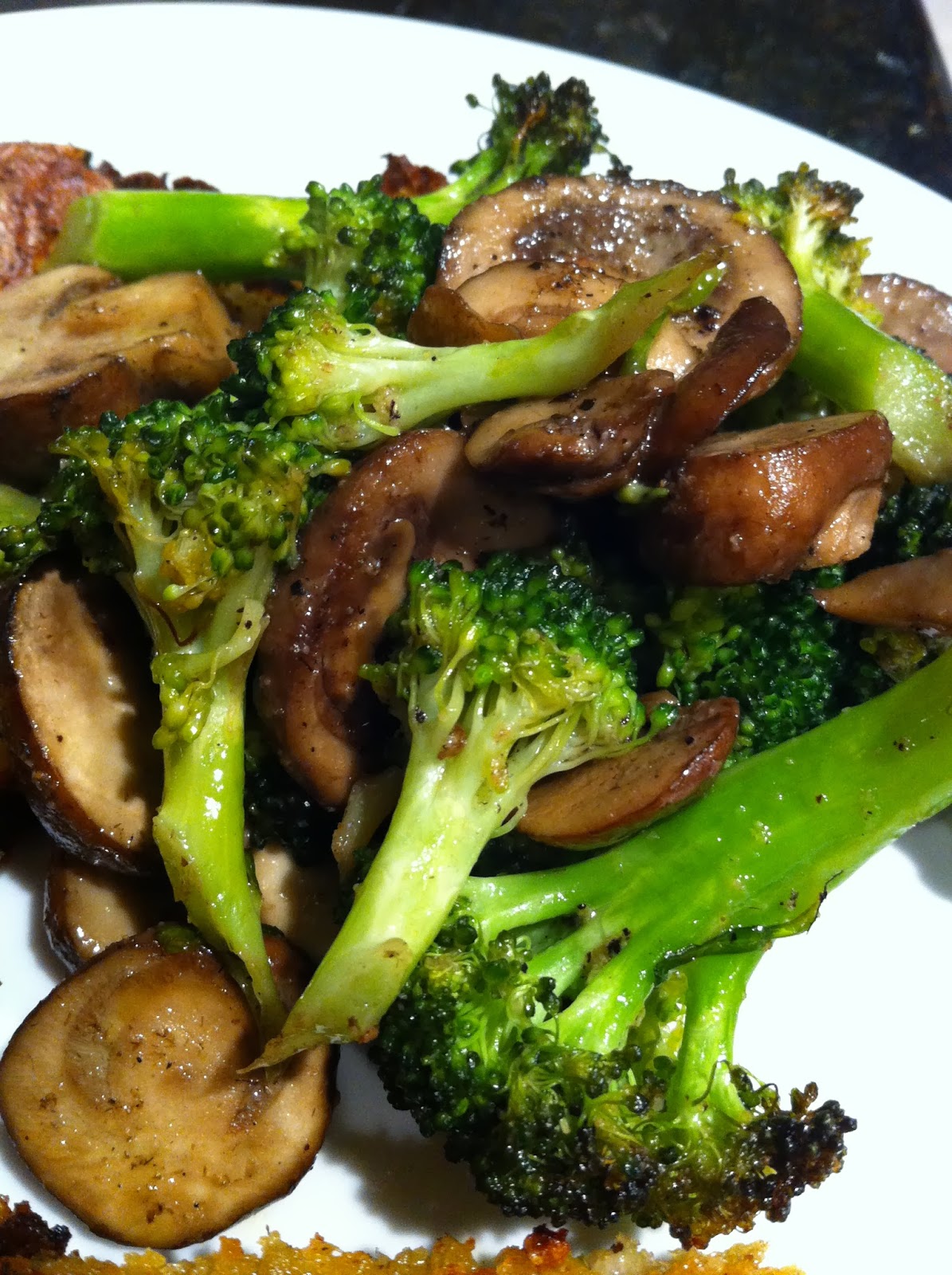Katie Cooks Dinner ROASTED BROCCOLI WITH MUSHROOMS
