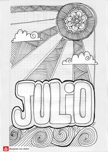 dibujando con delein: Bullet Journal Portada del mes de Julio