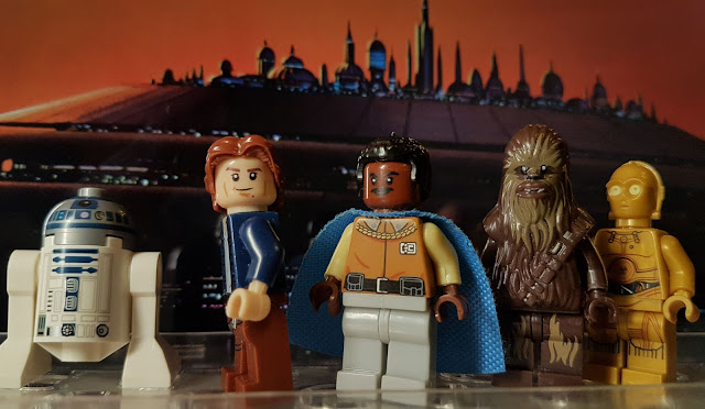 R2-D2, Хан Соло, Лэндо, Чубакка and C-3PO в Облачном городе