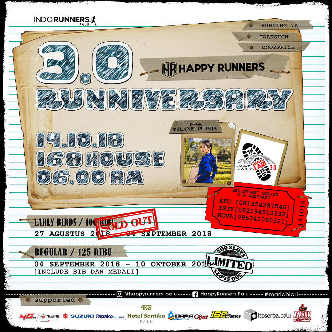Happy Runners Palu 3.0 Runniversary • 2018