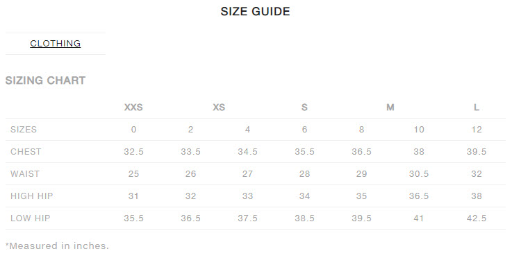Bcbg Xxs Size Chart