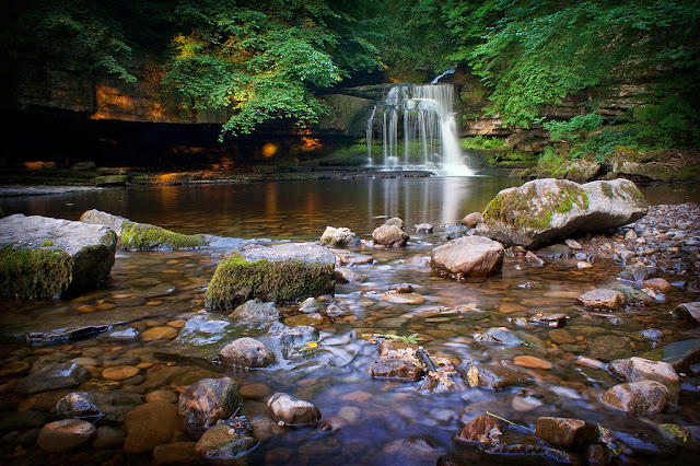 The waterfall at West Burton on a mid-summers evening