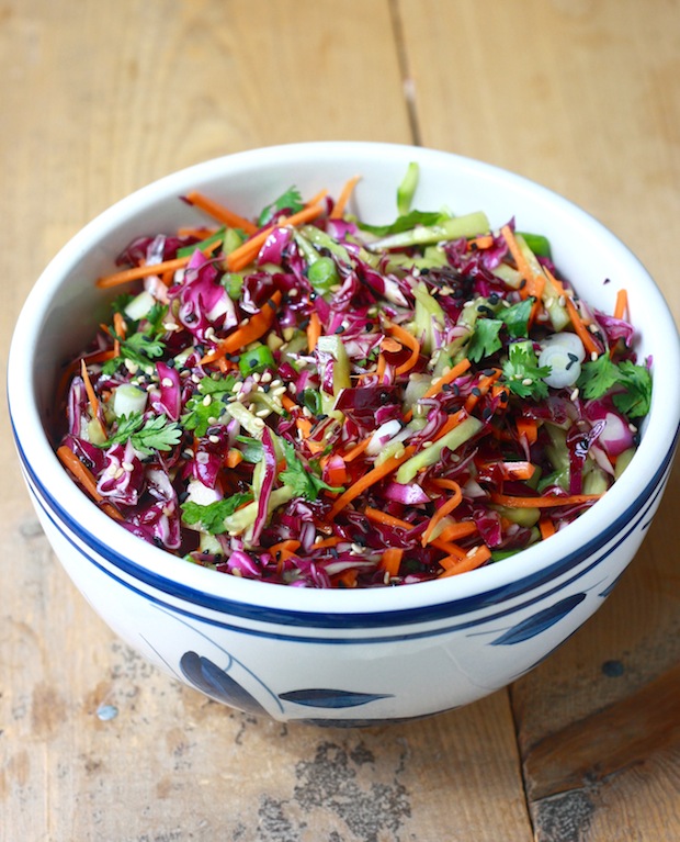 Garden Salad Coleslaw with Asian-style Dressing by SeasonWithSpice.com