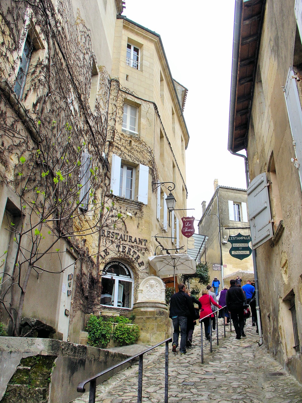 Look at the slope of this cobbled hill in Saint-Émilion. Quaint narrow lanes lined with medieval architecture are home to enchanting cafés and shops.