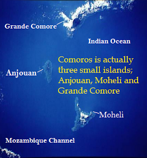 The African nation Comoros is actually three small islands; Anjouan, Moheli and Grande Comore.