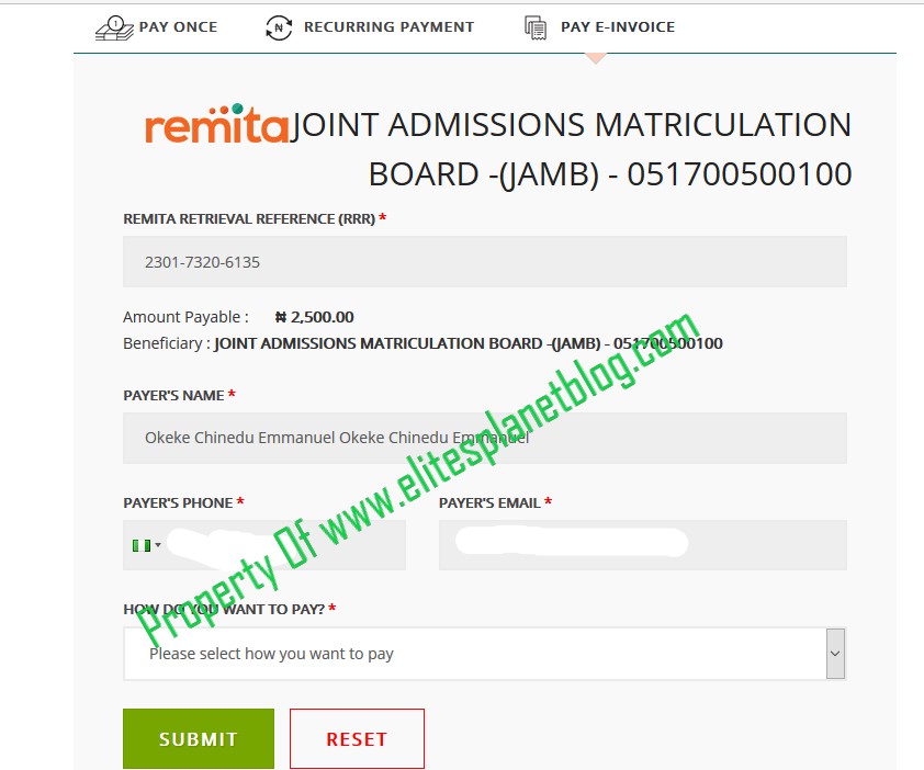 JAMB Change of Course/Institution Correction Remitta Payment