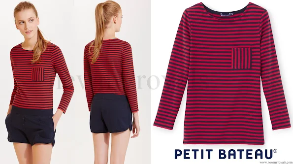 Kate Middleton wore Petit Bateau Striped T-shirt and Burberry jacket and shirt
