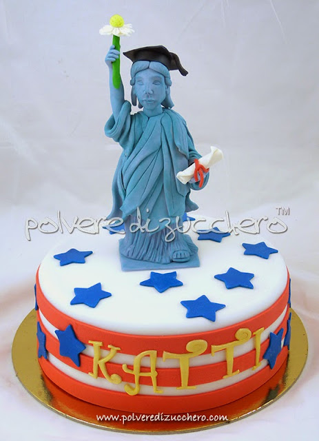 passo a passo statua della libertà in pasta di zucchero per una torta di laurea