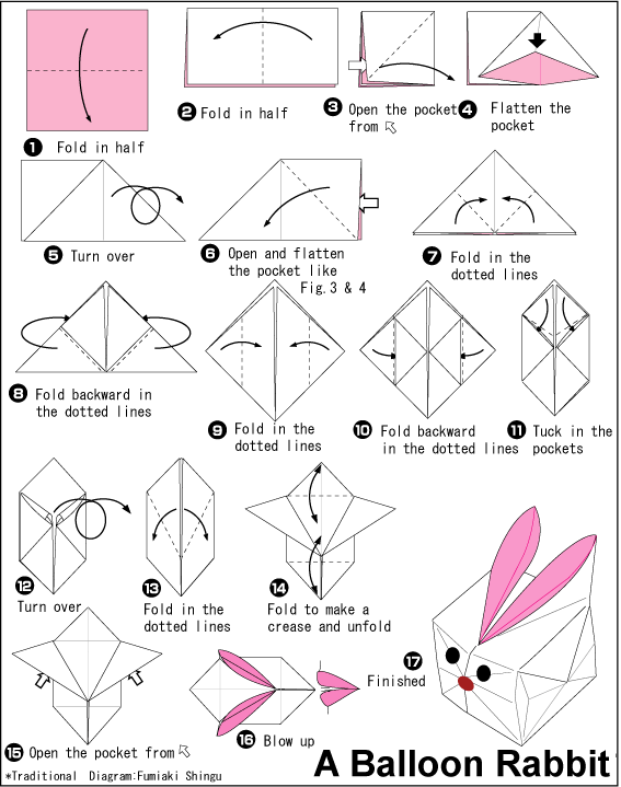 Balloon Rabbit - Easy Origami Instructions For Kids Balloon Rabbit - Easy Origami Instructions For Kids