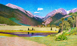 pencil colored drawing drawings sheep lakes painting pencils mountain landscapes easy sketch evergreen impression paintings scene river purple techniques crayon