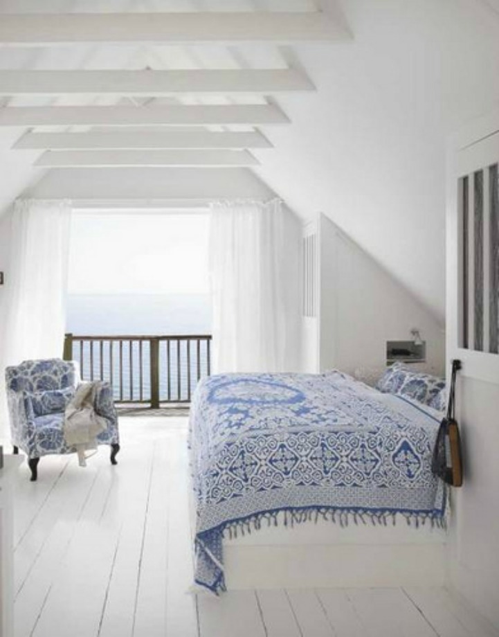 Coastal blue and white bedroom Coastal blue and white bedroom with an ocean view