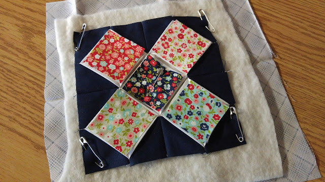 Bonnie and Camille Vintage Picnic cathedral window quilt
