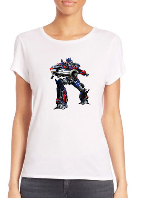 Round Neck women T-shirt Robot Print