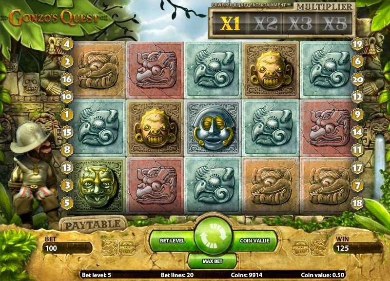 Gonzo's Quest Video Slot Screen